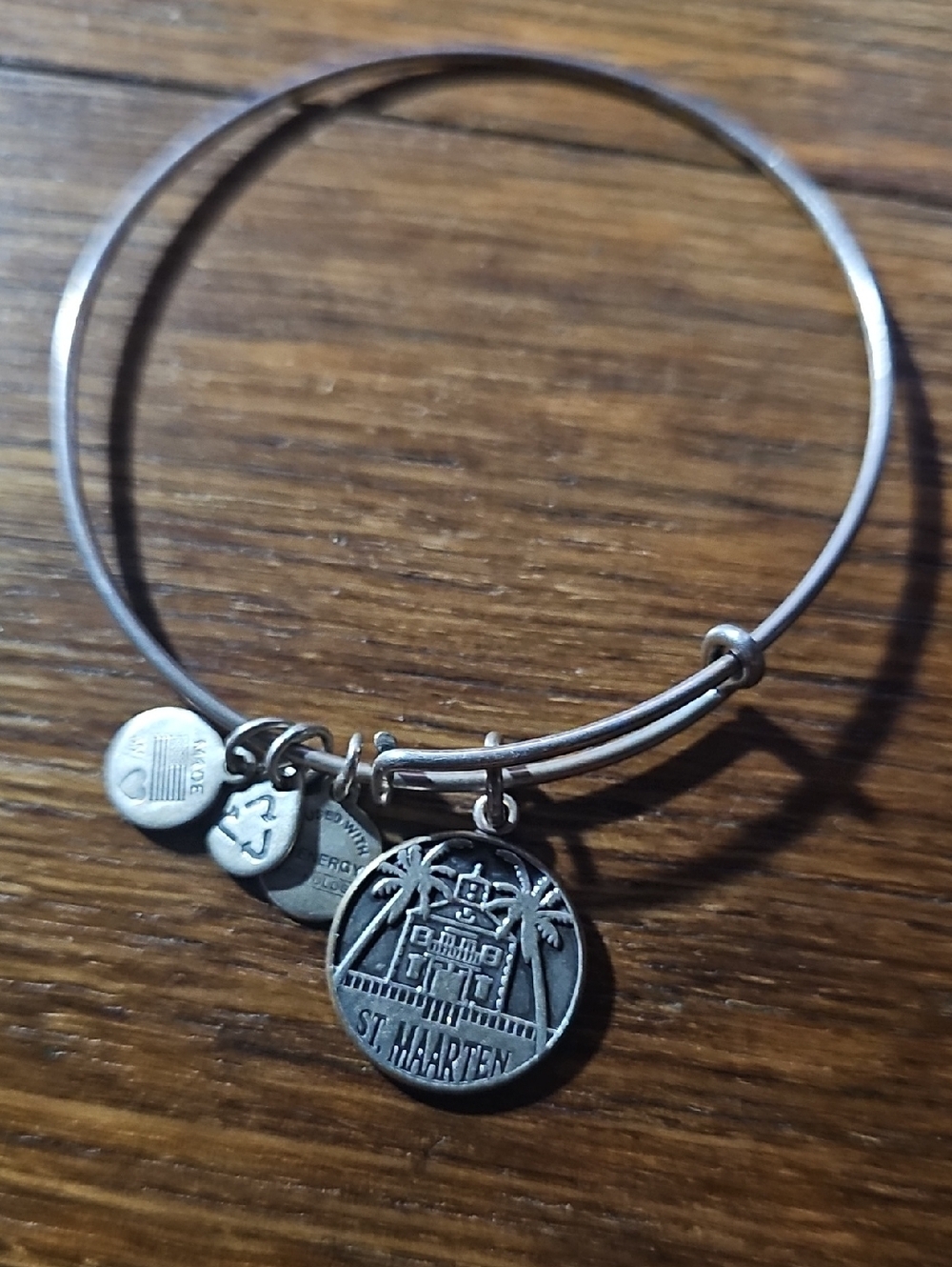 Alex and Ani Silver St. Maarten Charm Bangle Bracelet